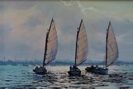 Cat Boats Wickford Oil Painting